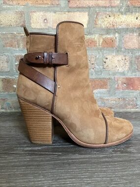 Rag & Bone "Kinsey" camel suede and leather ankle boots